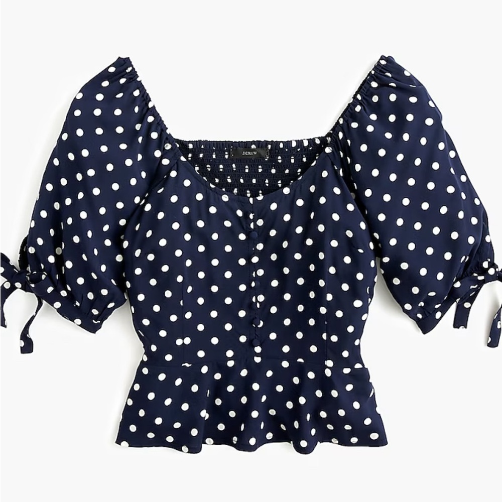 J. Crew Cropped polka dot top in soft rayon